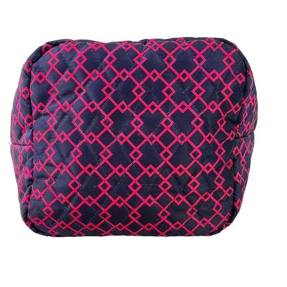 Tupperware Womens Quilted Hobo Handbag Lunch Tote Lunchbox Bag Travel Navy Pink - Picture 13 of 14